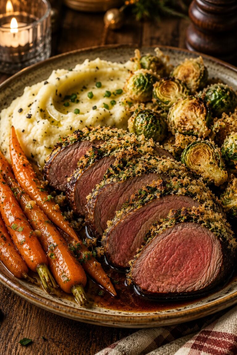Baked venison loin: Crunchy panko herb crust