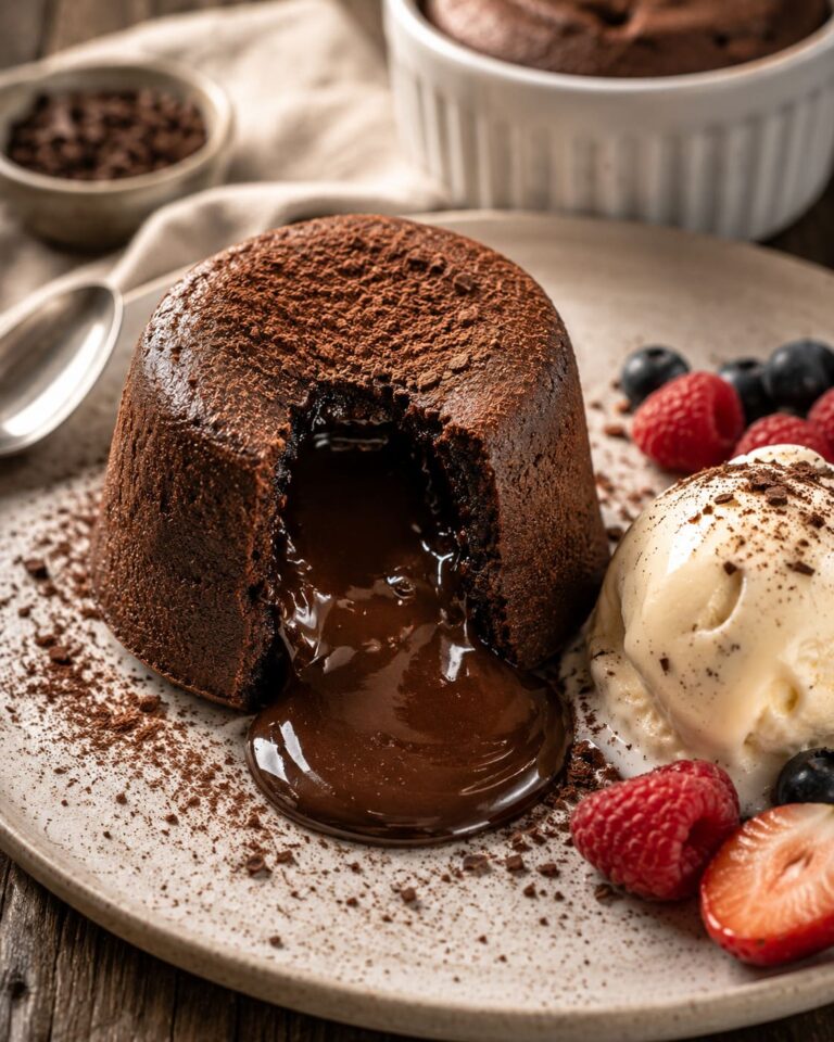 Chocolate lava cakes: Warm running lava center