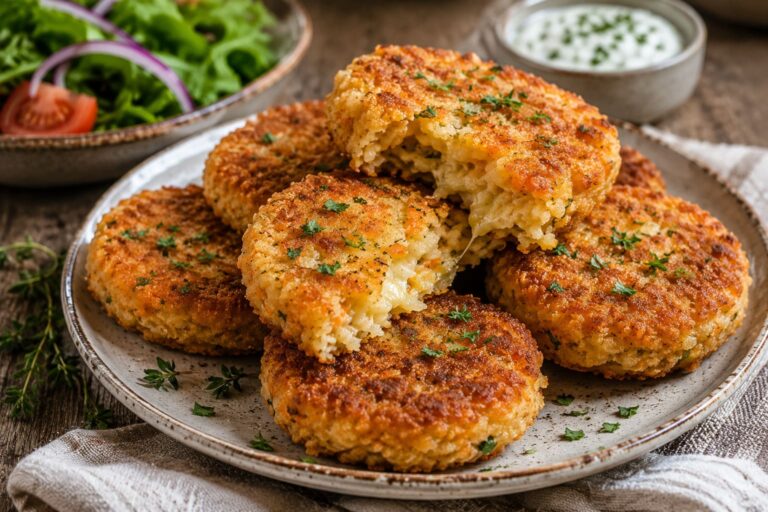 Crispy Rice and Cheese Patties: A Savory Weeknight Vegetarian Dinner