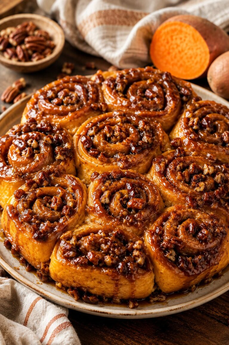 Fluffy Sweet Potato Sticky Buns with Caramelized Maple Pecan Topping