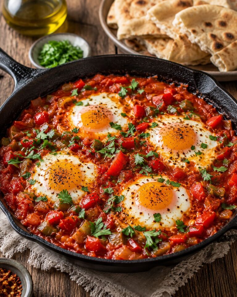 Mediterranean shakshuka: Poached eggs in spiced tomato sauce
