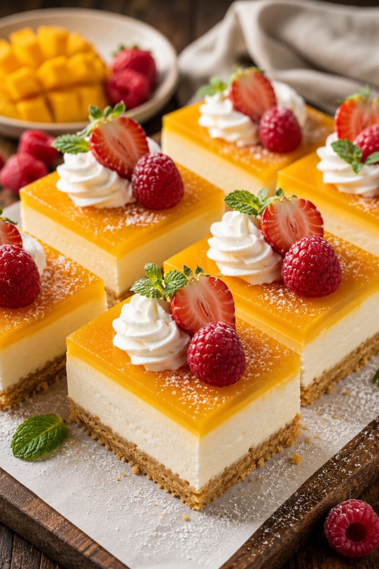 No-Bake Mango Cheesecake Bars: Gelatin-Free Tropical Summer Dessert