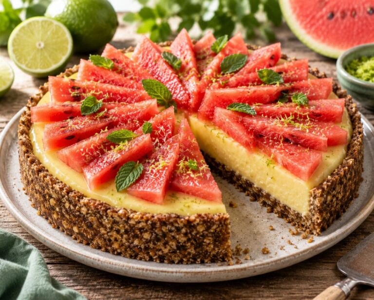 No bake summer tarte: Vegan citrus melon slab