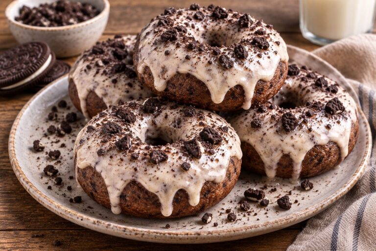 Oreo Donuts: Soft and Fluffy Homemade Oreo Donuts with Sweet Vanilla Cream Glaze