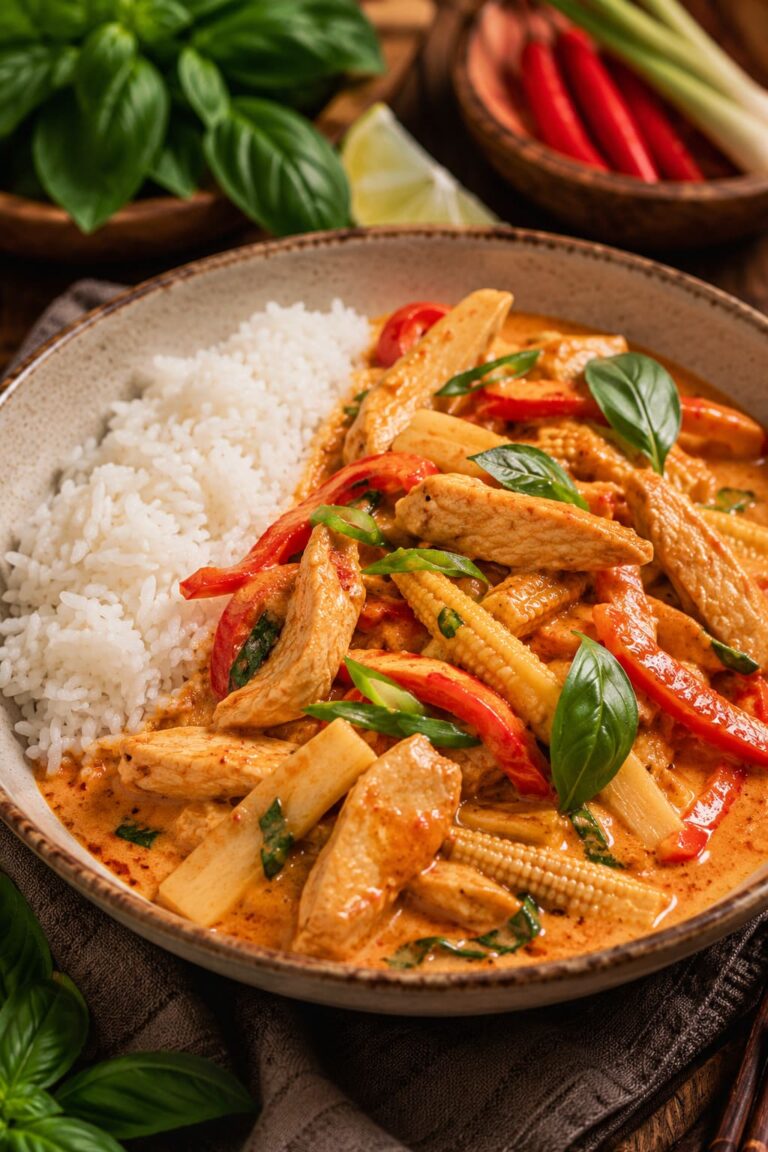 Quick Thai chicken curry: Peanut coconut milk reduction