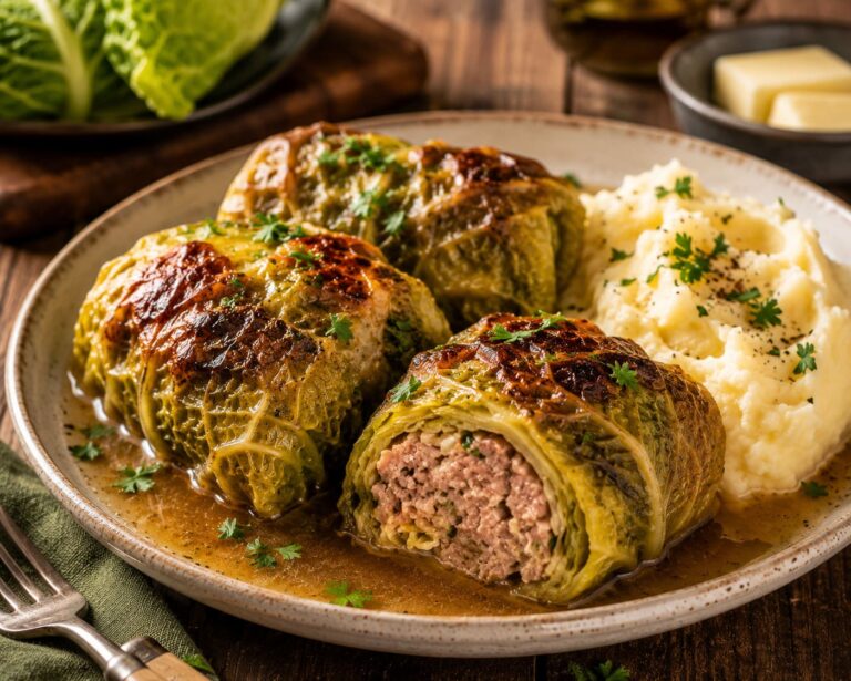 Savory savoy cabbage rolls: Rustic pork mince wrap