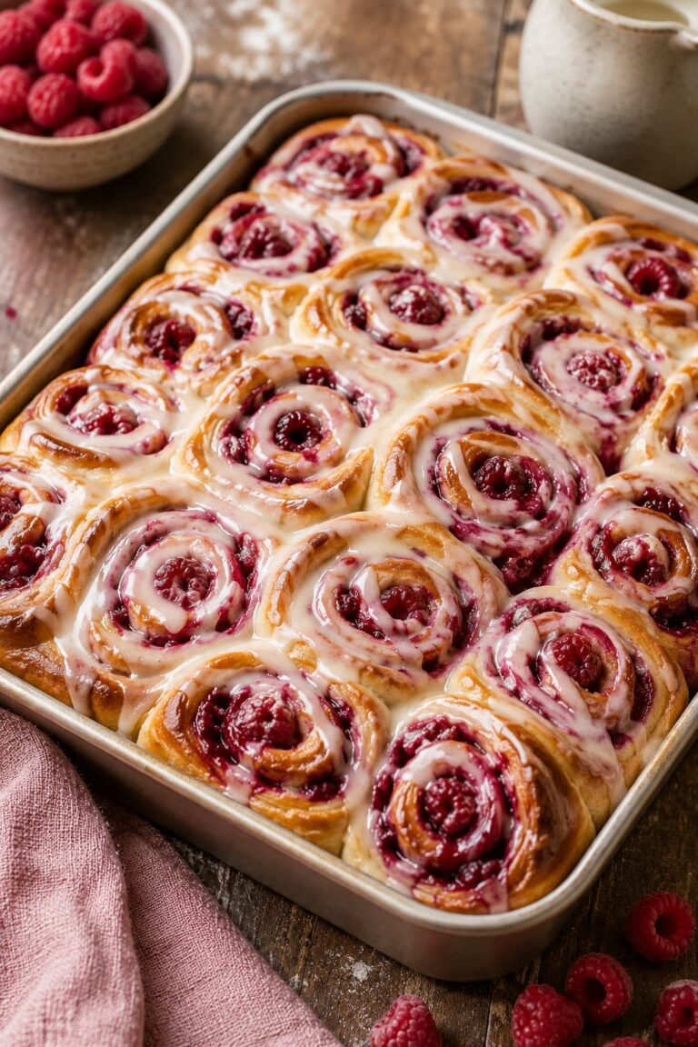 Soft and Fluffy Raspberry Swirl Rolls with Sweet Cream Glaze
