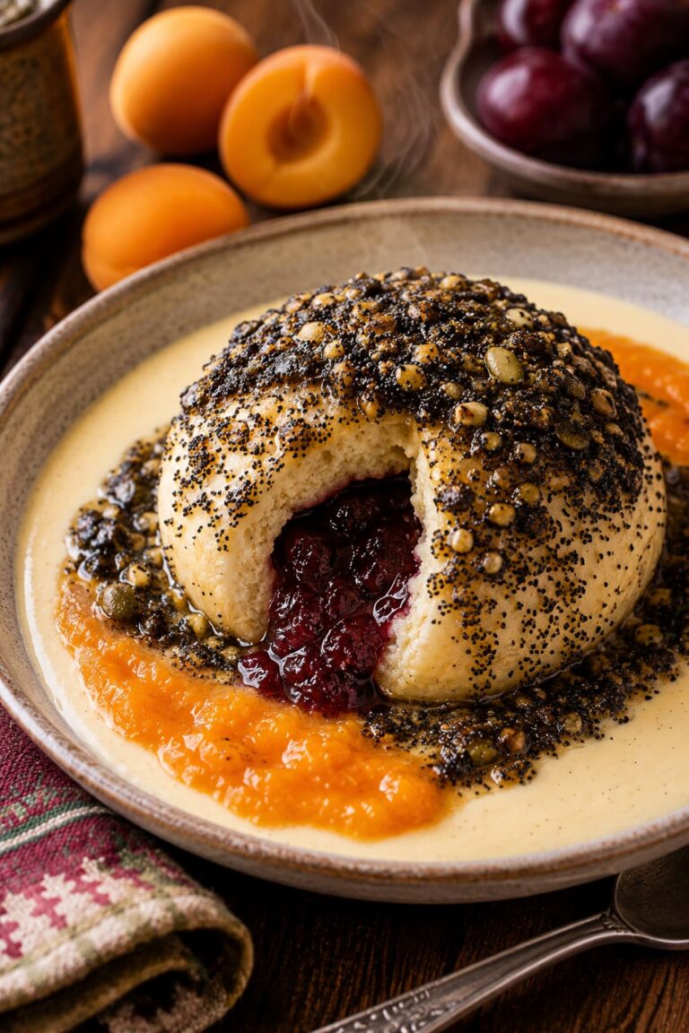 Sweet yeast germknoedel: Pumpkin seed poppy crunch