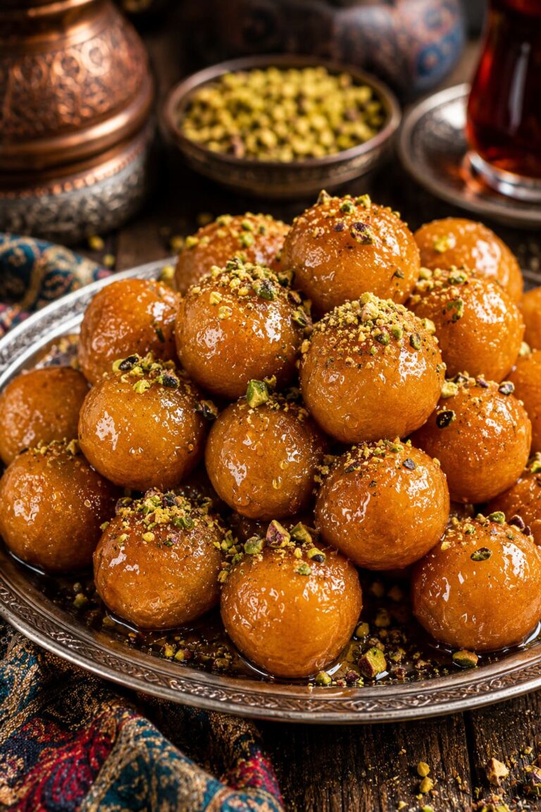 Traditional turkish lokma: Crispy syrup yeast donuts