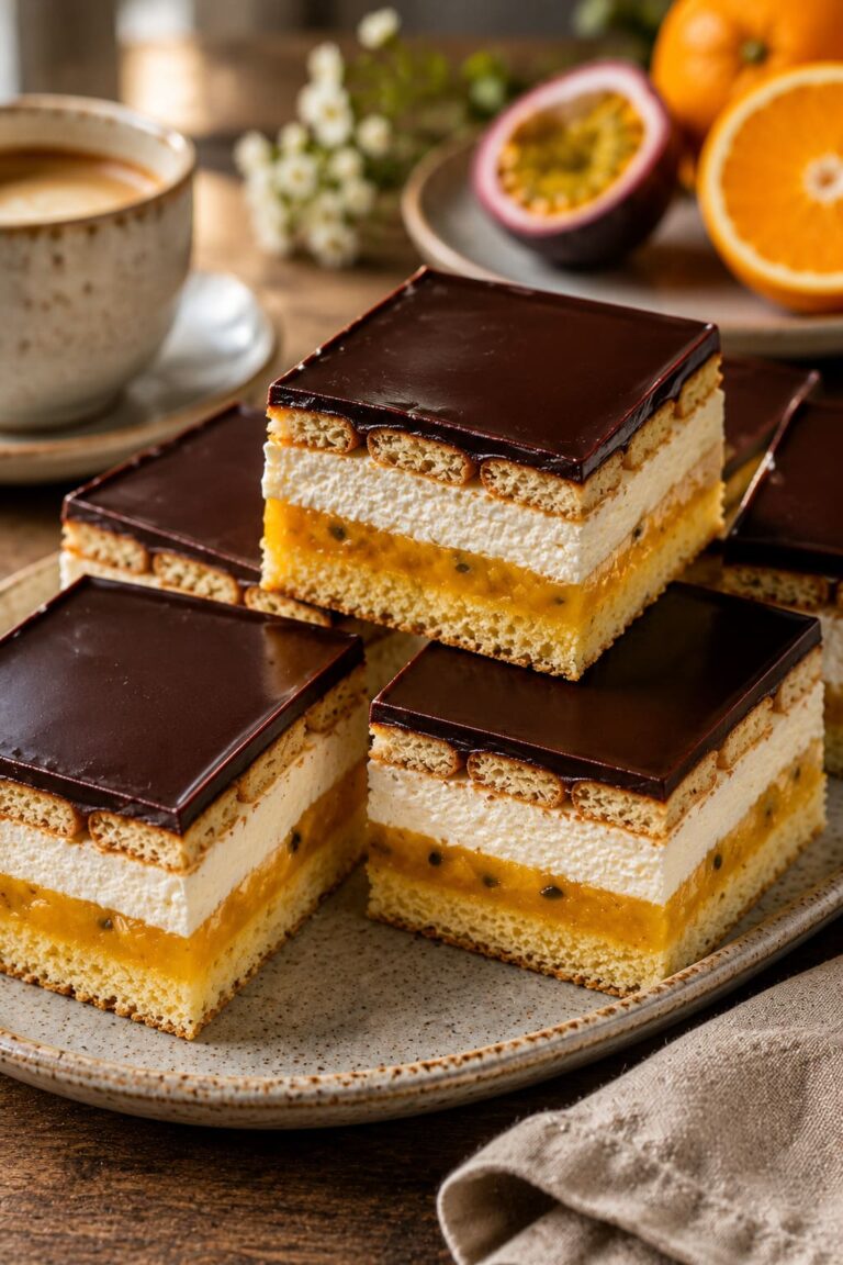 Tropical custard traybake: Crispy biscuit chocolate slabs