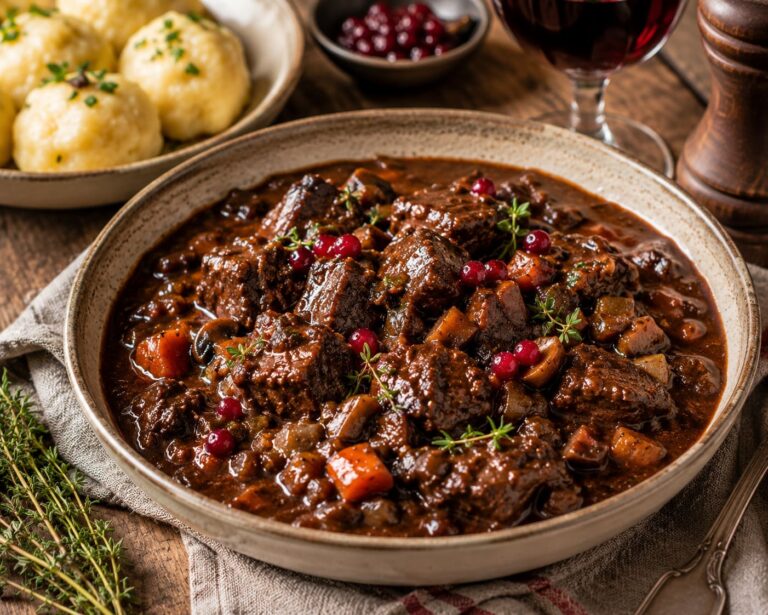Venison goulash: Traditional wild game stew Venison goulash: Traditional wild game stew