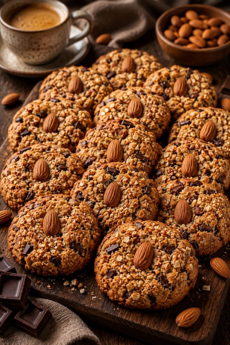 Almond chocolate cookies: Crispy bittersweet nut biscuits