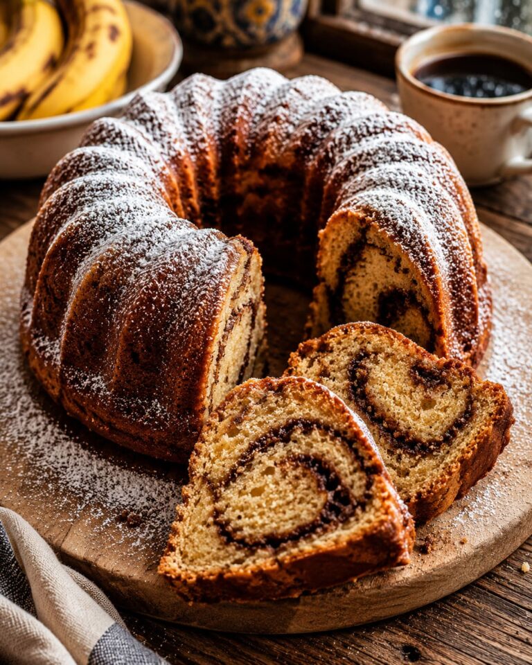 Boozy cinnamon swirl banana bread: Moist bundt loaf cake