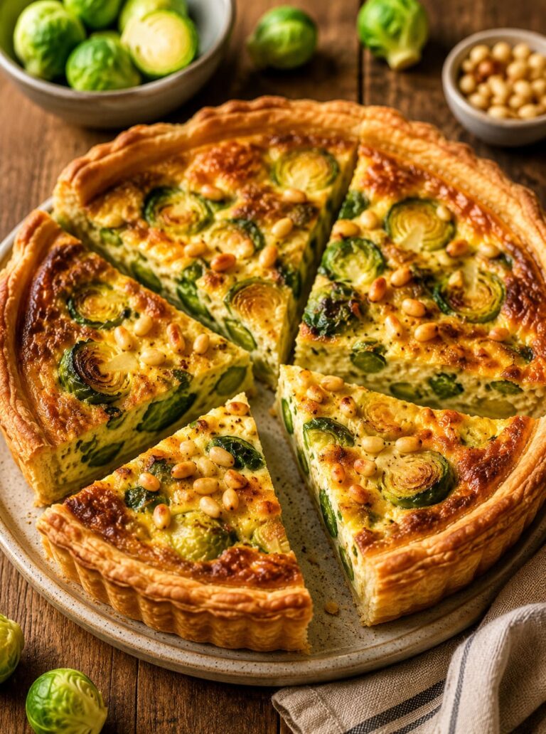Brussels sprout quiche: Crispy pine nut vegetable tart Brussels sprout quiche: Crispy pine nut vegetable tart