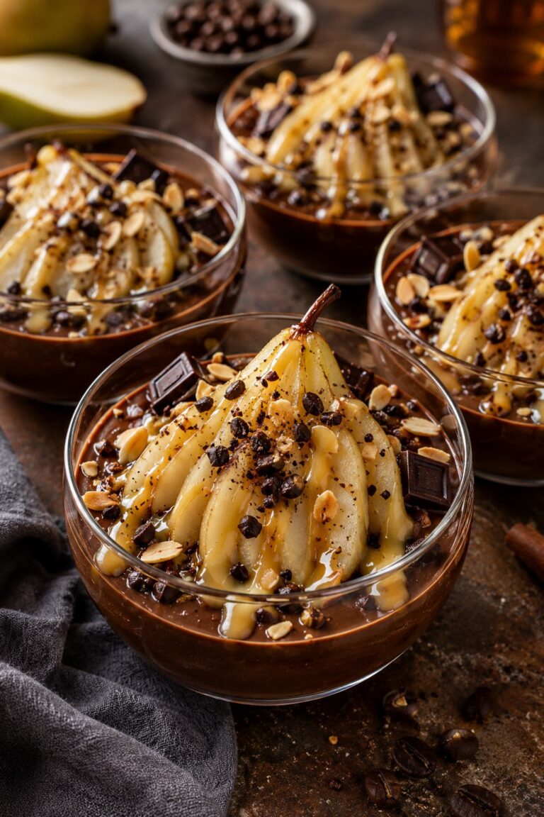 Chocolate and coffee pudding recipe: Sweet poached pear dessert Chocolate and coffee pudding recipe: Sweet poached pear dessert