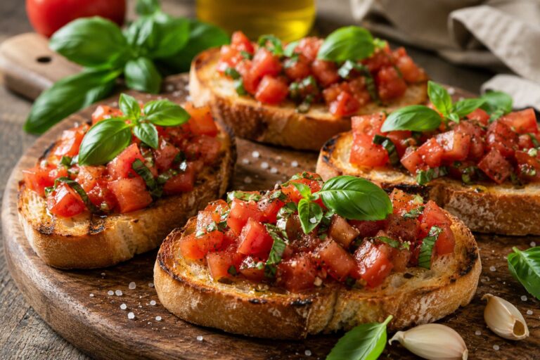 Classic italian bruschetta recipe: Fresh tomato basil ciabatta