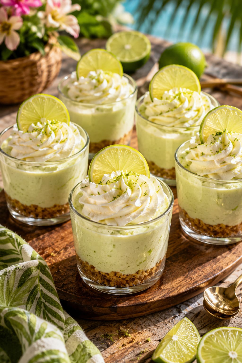 Deconstructed key lime pie: Cup layered cheesecake mousse Deconstructed key lime pie: Cup layered cheesecake mousse