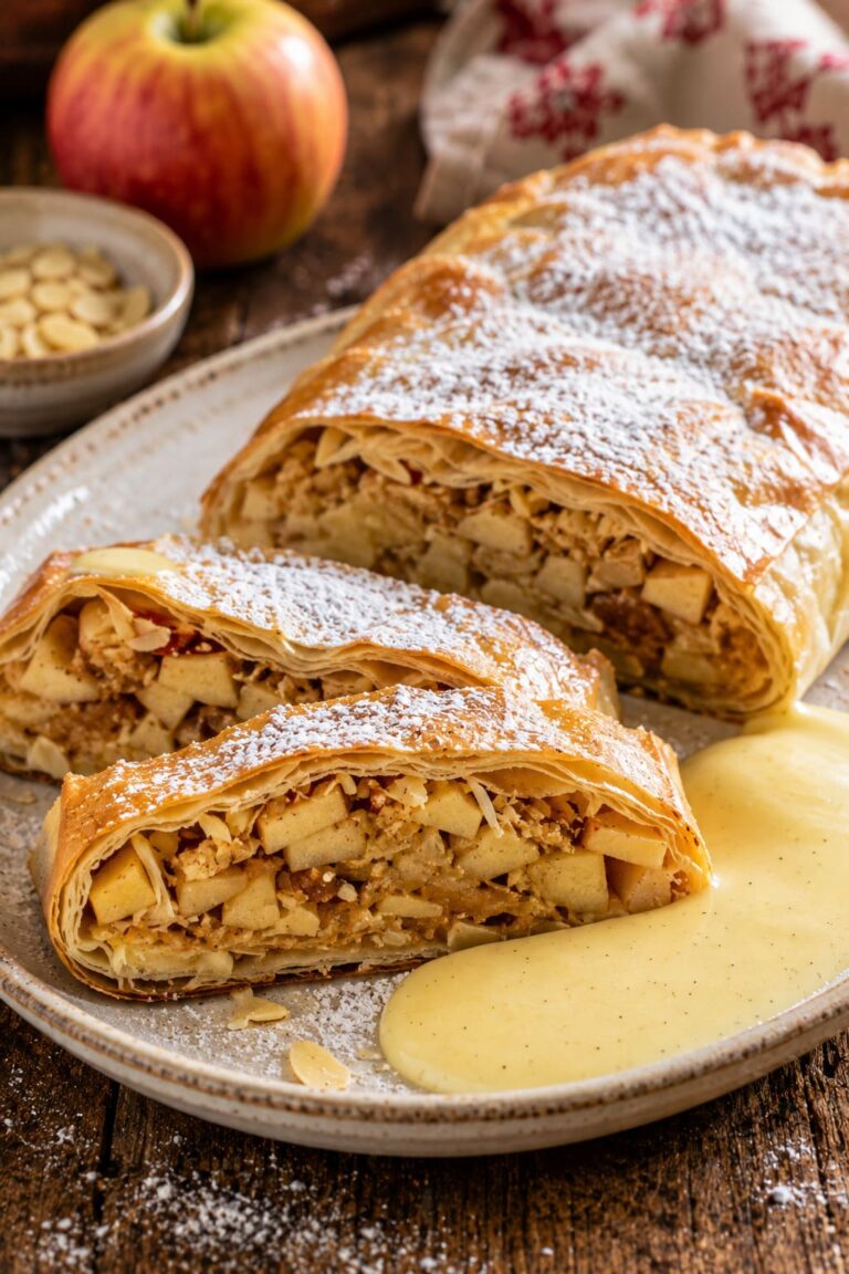 Easy apple marzipan strudel: Crispy almond pastry rolls