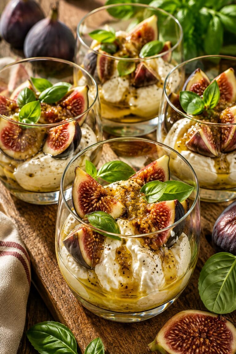 Fig burrata recipe: Honey mustard appetizer glasses