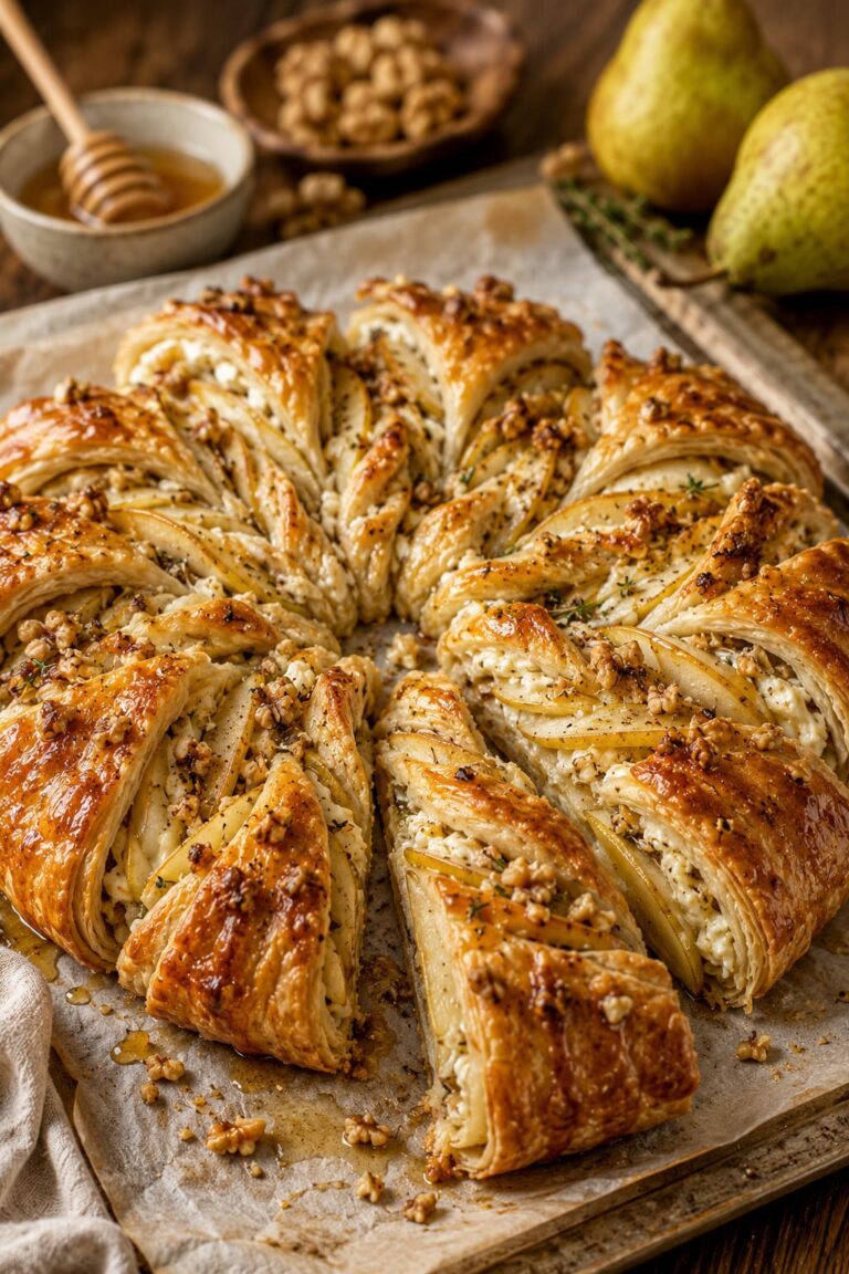 German holiday star pastry: Sweet pear goat cheese kranz