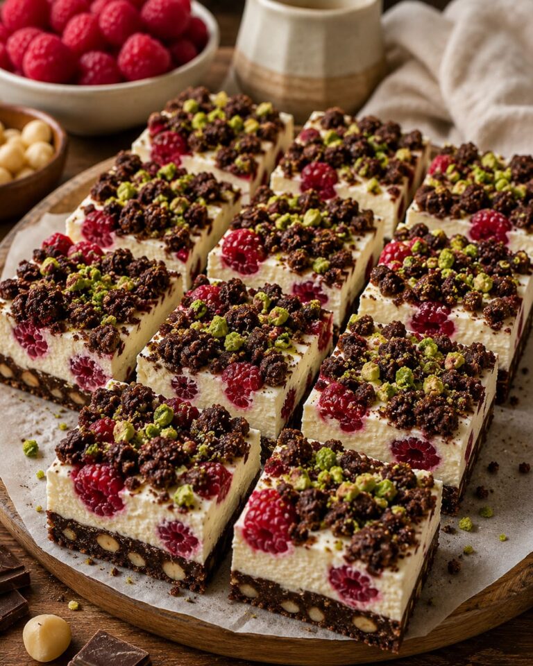 Raspberry cheesecake bars: Chocolate macadamia crumb dessert Raspberry cheesecake bars: Chocolate macadamia crumb dessert