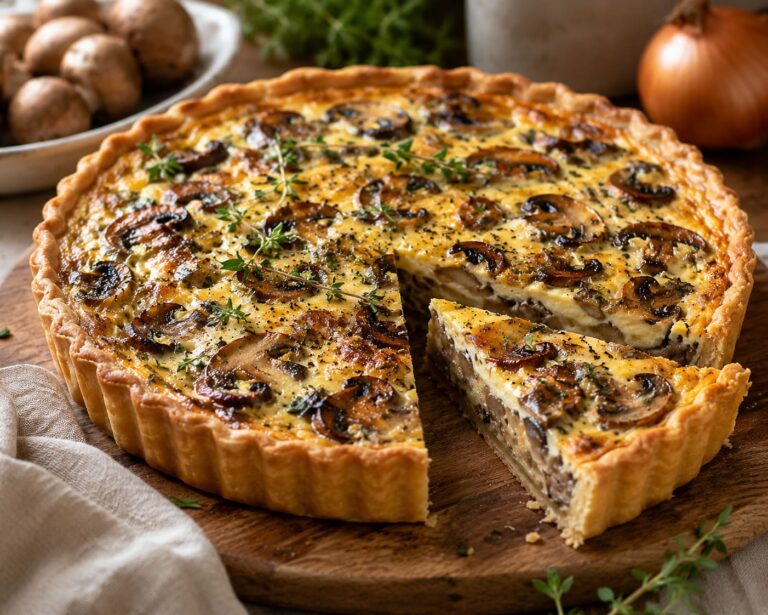 Rustic Forest Mushroom Quiche with Creamy Thyme Custard