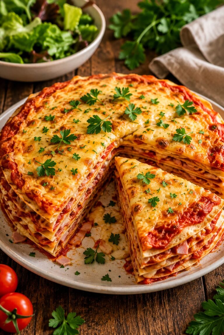 Savory pancake cake: Layered tomato cheese torte Savory pancake cake: Layered tomato cheese torte