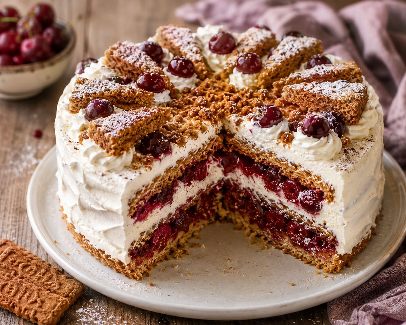 Spiced Speculoos Layer Cake with Velvet Cherry Cream Spiced Speculoos Layer Cake with Velvet Cherry Cream