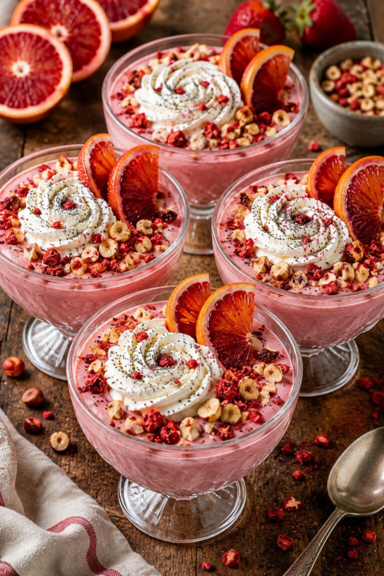 Strawberry blood orange pudding: Creamy vanilla berry dessert