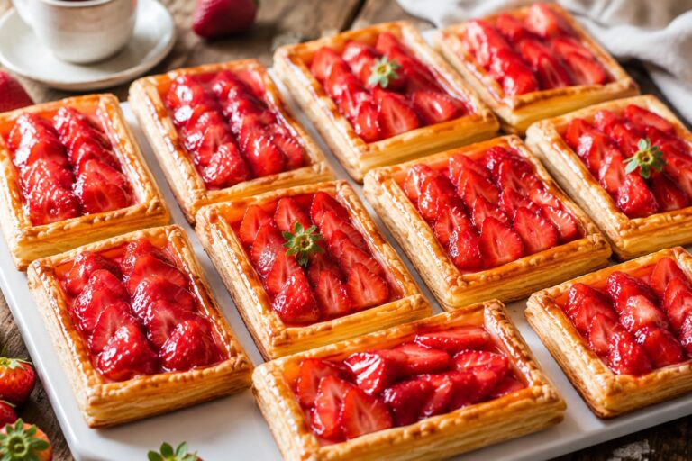 Strawberry puff pastry tartlets: Crispy glazed summer pockets Strawberry puff pastry tartlets: Crispy glazed summer pockets