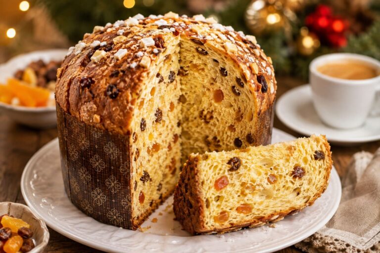Traditional Christmas panettone: Sweet citrus yeast cake