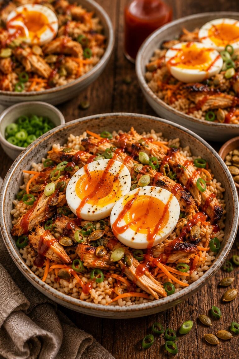 Traditional chicken rice bowl: Crispy pumpkin seed protein supper Traditional chicken rice bowl: Crispy pumpkin seed protein supper