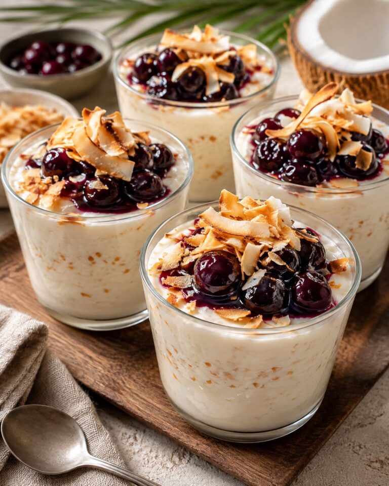 Velvet Coconut Vanilla Pudding with Amarena Cherries Velvet Coconut Vanilla Pudding with Amarena Cherries