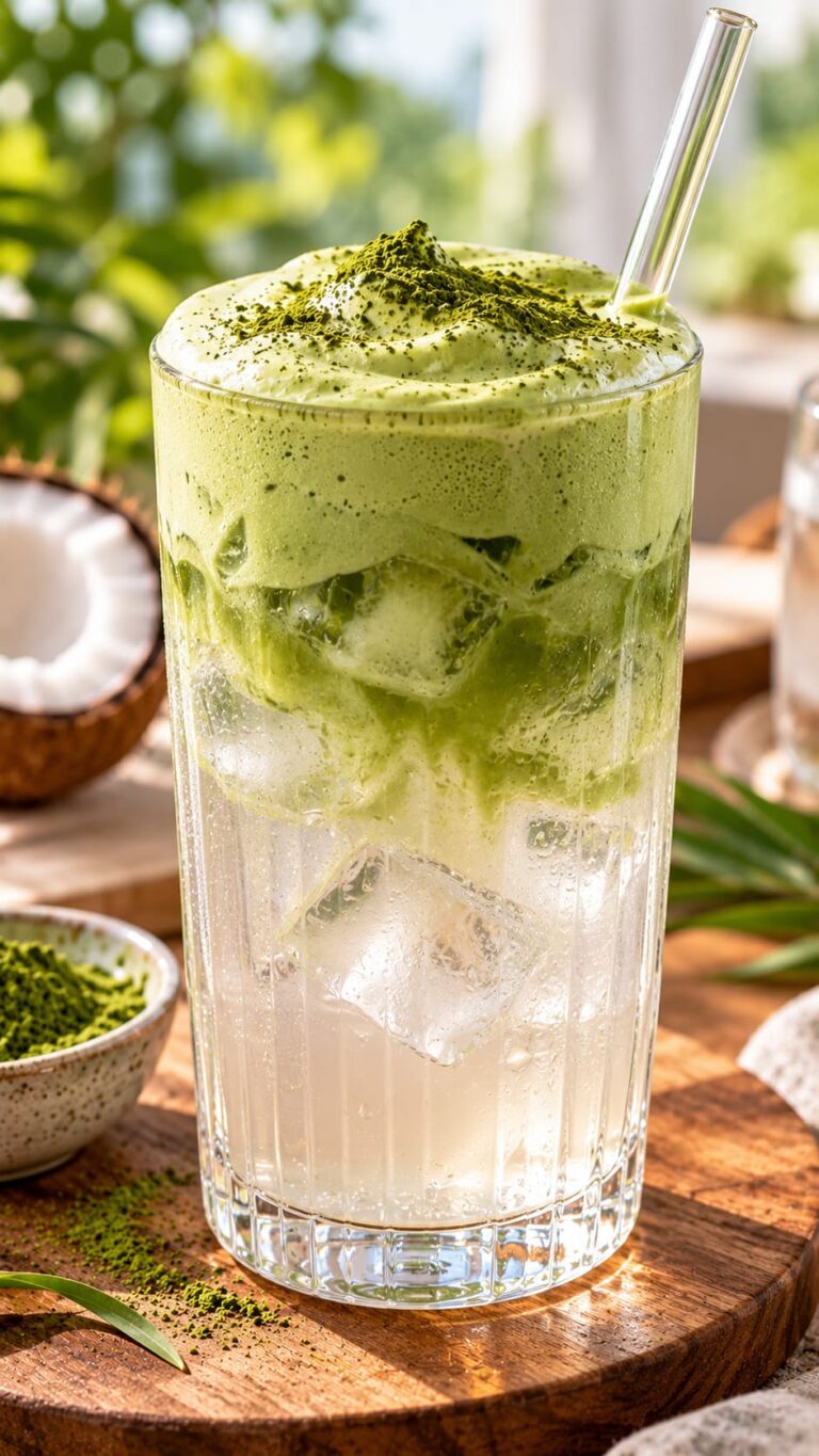 Elite Artisan Coconut Matcha Cloud Iced Beverage with Velvet Foam and Frosty Hydration Armor