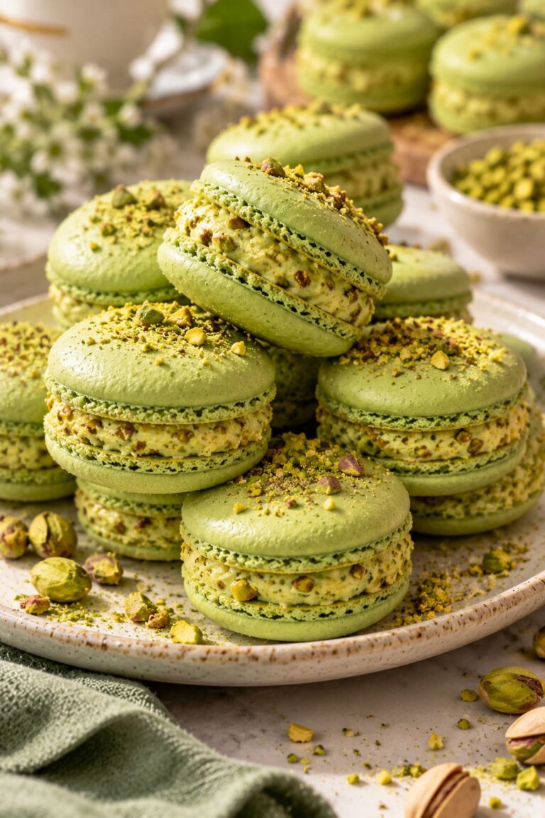 Elite Artisan Pistachio Macarons with Vibrant Jade Meringue Shells and Velvet White Chocolate Ganache Cushion