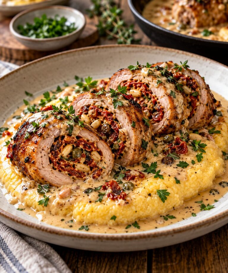Elite Italian Veal Turnovers Stuffed with Sweet Sun-Dried Tomato Tapenade and Velvet Parmesan Polenta Mattress Elite Italian Veal Turnovers Stuffed with Sweet Sun-Dried Tomato Tapenade and Velvet Parmesan Polenta Mattress