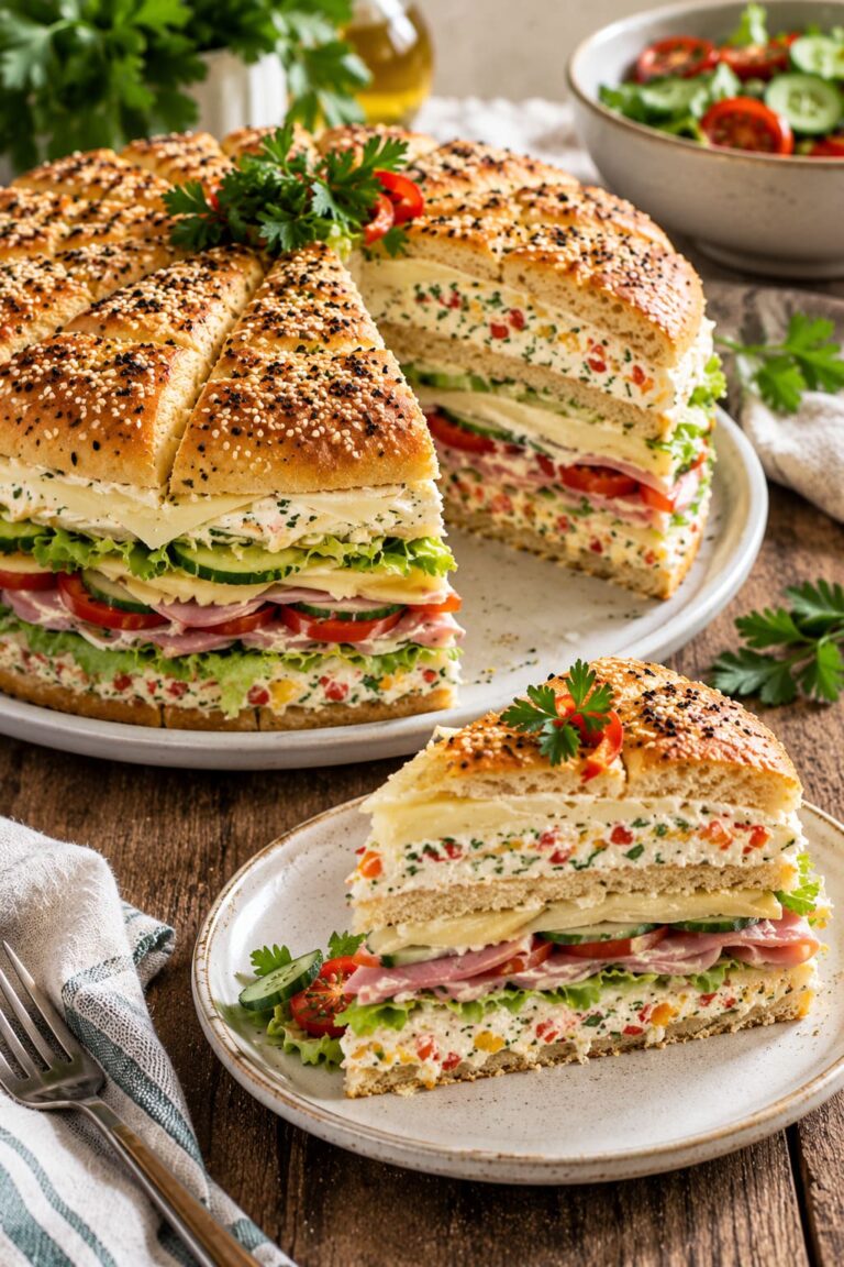Majestic Artisan Savory Bread Celebration Cake with Sweet Bell Pepper Cream and Multi-Layered Alpine Cheese Armor