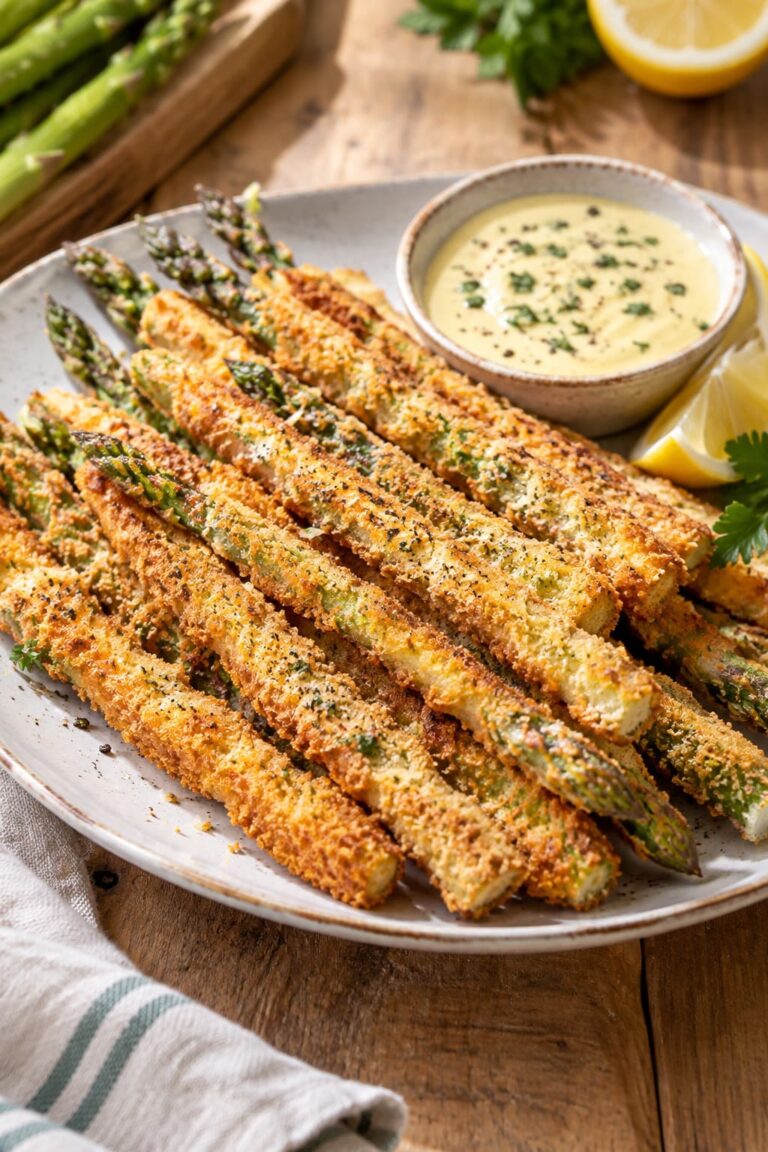 Shatteringly Crispy Airfryer Parmesan Asparagus Sticks with Zesty Lemon Spritz and Velvet Hollandaise