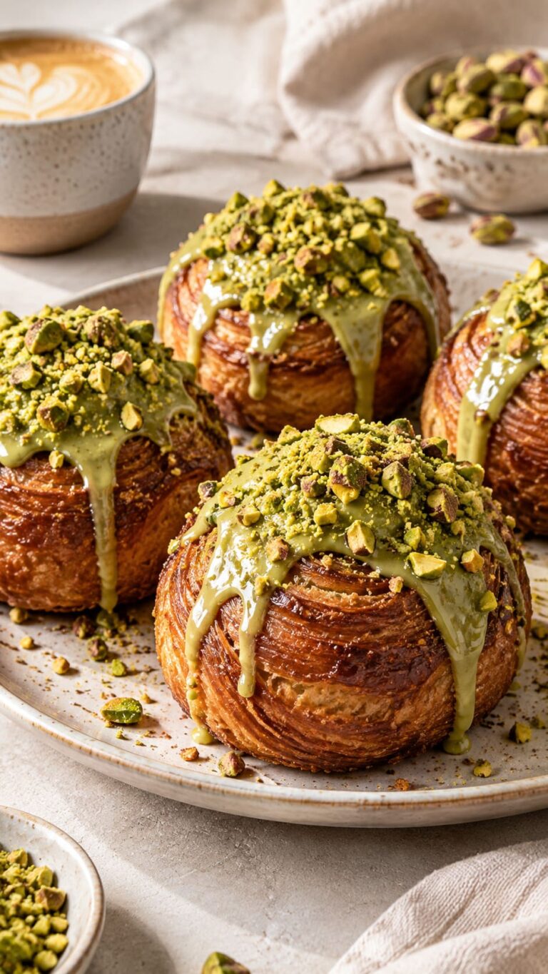 Trendy New York Croissant Rolls with Velvet Pistachio Ganache Filling