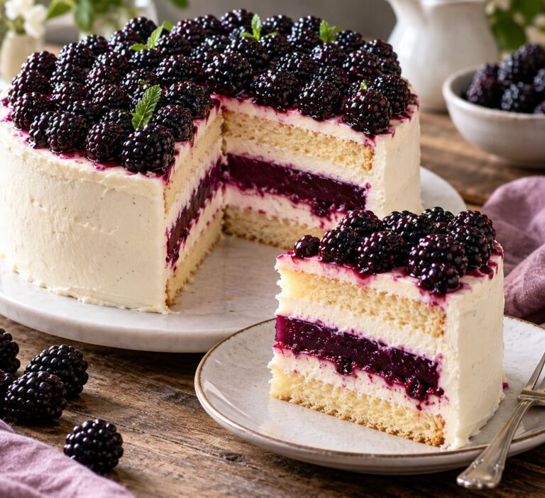 Elite Artisan Blackberry Joghurt-Torte with Double-Layered Biscuit Mattress, Velvet Mascarpone Cushion and Deep Indigo Glaze Armor