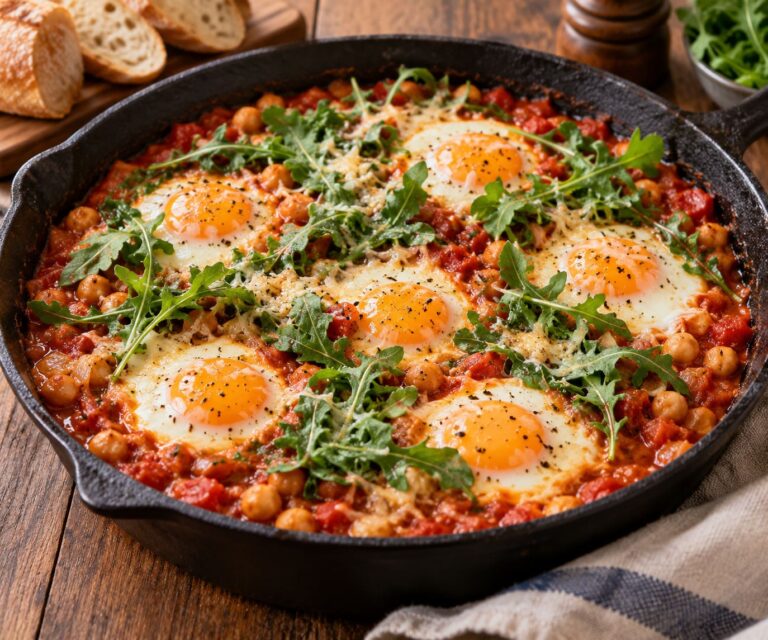Elite Artisan Chickpea Shakshuka with Rich Tomato Mattress, Poached Lipid Cushions and Fresh Rocket Armor Elite Artisan Chickpea Shakshuka with Rich Tomato Mattress, Poached Lipid Cushions and Fresh Rocket Armor