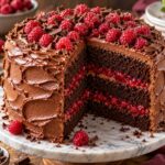 Elite Artisan Chocolate Raspberry Layer Cake with Deep Fudge Mattress, Ruby Berry Fruit Cushions and Fluffy Cocoa Buttercream Armor
