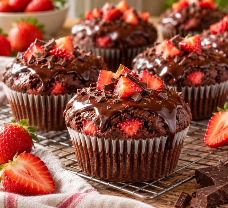 Elite Artisan Fluffy Chocolate Muffins with Velvet Cocoa Mattress, Ruby Fruit Cushion and Melted Ganache Armor