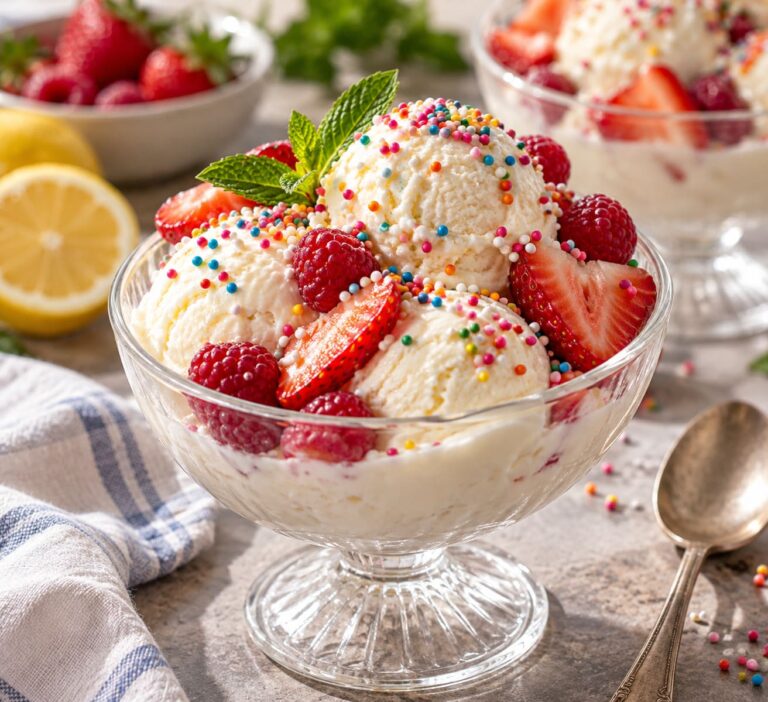 Elite Artisan Frozen Yogurt with Chilled Cream Mattress, Velvet Vanilla Cultured Cushion and Shimmering Fruit Armor