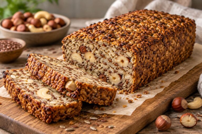 Elite Artisan Gluten-Free Hazelnut Loaf with Crushed Linseed Mattress, Whole Kernel Cushion and Golden Agave Armor