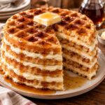 Elite Artisan Layered Waffle Cake with Velvet Cream Cheese Mattress and Shimmering Maple Syrup Armor