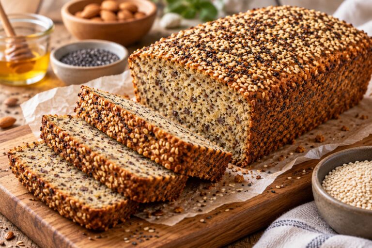 Elite Artisan Paleo Grainless Loaf with Crushed Linseed Mattress, High-Lipid Nut Cushion and Toasted Sesame Armor