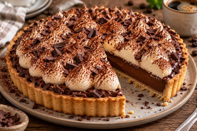 Elite Artisan Tiramisu Tarte with Brittle Almond Pastry Chassis, Velvet Espresso Ganache Mattress and Whipped Mascarpone Armor