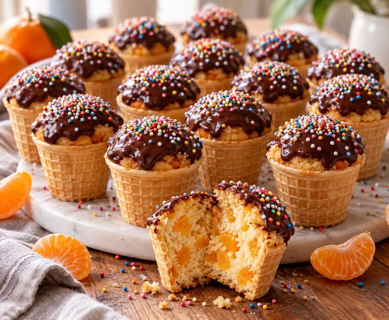 Elite Artisan Waffle Cup Mini Cakes with Fluffy Mandarin Mattress, Golden Biscuit Chassis and Blistered Chocolate Armor Elite Artisan Waffle Cup Mini Cakes with Fluffy Mandarin Mattress, Golden Biscuit Chassis and Blistered Chocolate Armor