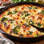 Elite Low-carb Skillet Omelet for Two with Velvet Ricotta Cushion, Vibrant Green Broccoli and Fiery Chili Armor